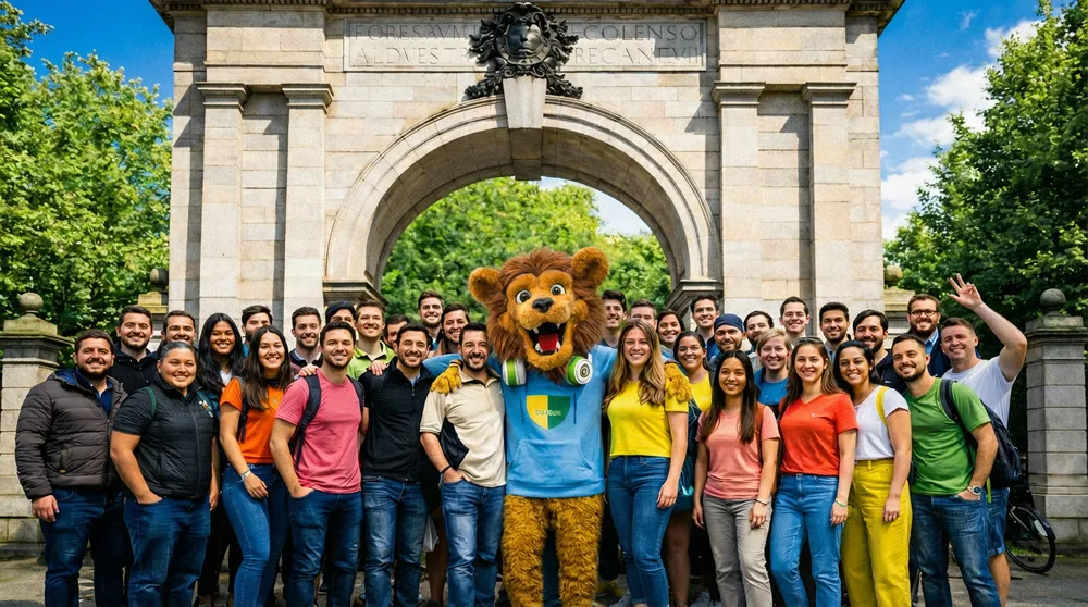 ULearn group with Leon mascot